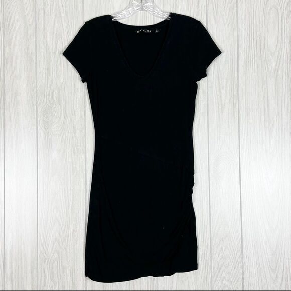 Athleta | Topanga Ruched Athletic Dress In Black Size X Small - Picture 1 of 6